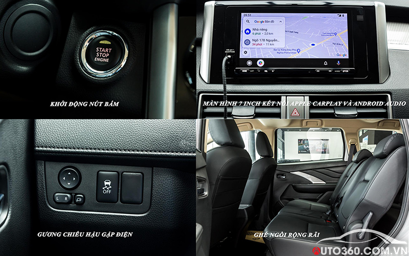Nội thất Xpander 2020 khởi động nút bấm, màn hình 7inch kết nối apple carplay và android audio